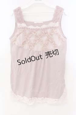 画像1: 【SALE】axes femme / レース配色タンクトップ M ピンク O-25-11-30-029-AX-TO-OW-ZT322