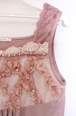 画像2: axes femme / レース配色タンクトップ M ピンク O-25-11-30-029-AX-TO-OW-OS
