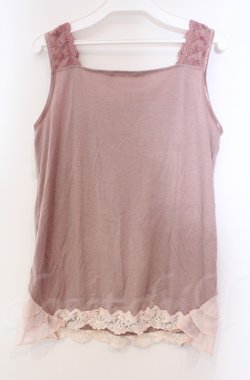 画像3: axes femme / レース配色タンクトップ M ピンク O-25-11-30-029-AX-TO-OW-OS