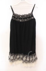 axes femme / 刺繍ロングキャミソール M クロ O-25-11-30-032-AX-TO-OW-OS