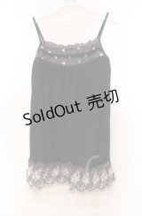 axes femme / 刺繍ロングキャミソール M クロ O-25-11-30-032-AX-TO-OW-OS