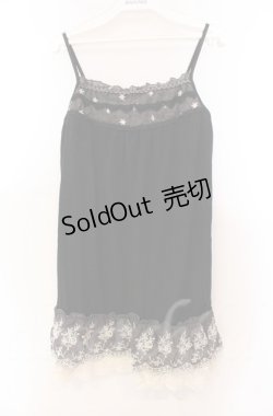 画像1: axes femme / 刺繍ロングキャミソール M クロ O-25-11-30-032-AX-TO-OW-OS