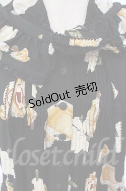 画像2: KANEKO ISAO / くちなしとパフューム柄フードワンピース  クロ O-25-11-30-003-EL-OP-IG-OS