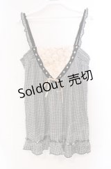 axes femme / ローズモチーフ使いギンガムキャミソール M クロ O-25-11-30-034-AX-TO-OW-OS