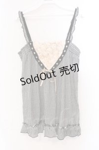 axes femme / ローズモチーフ使いギンガムキャミソール M クロ O-25-11-30-034-AX-TO-OW-OS