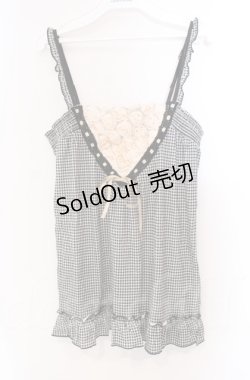 画像1: axes femme / ローズモチーフ使いギンガムキャミソール M クロ O-25-11-30-034-AX-TO-OW-OS