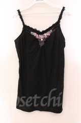 axes femme / カラーフラワーモチーフキャミソール M クロ O-25-11-30-035-AX-TO-OW-OS