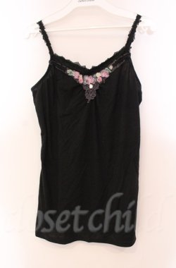 画像1: axes femme / カラーフラワーモチーフキャミソール M クロ O-25-11-30-035-AX-TO-OW-OS