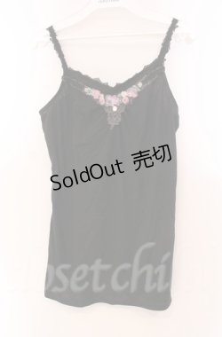 画像1: axes femme / カラーフラワーモチーフキャミソール M クロ O-25-11-30-035-AX-TO-OW-OS