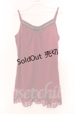 画像1: axes femme / リボン付きロングキャミ M ワイン O-25-11-30-036-AX-TO-OW-OS