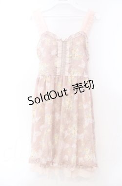 画像1: axes femme / ブーケ×蝶柄キャミチュニック M ピンク O-25-11-30-040-AX-OP-OW-ZT310