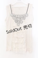 axes femme / お花モチーフ使いタンクトップ  キナリ O-25-11-30-042-AX-TO-OW-OS