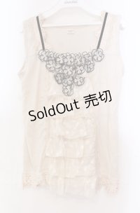 axes femme / お花モチーフ使いタンクトップ  キナリ O-25-11-30-042-AX-TO-OW-OS