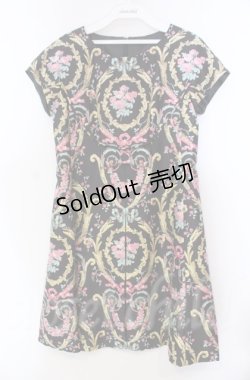 画像1: JESUS DIAMANTE / フレンチドールワンピ 38 アントーニア柄クロ O-25-11-30-045-JE-OP-OW-OS