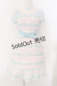 Emily Temple cute / リボン＆ロゴプリントワンピース  ピンク O-25-11-30-047-ET-OP-OW-OS