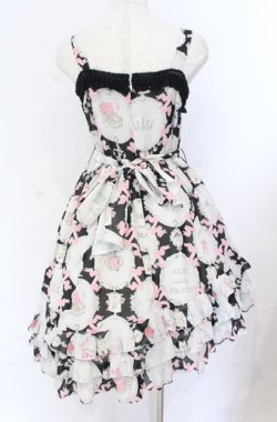 画像4: ALICE and the PIRATES / 宝石柄シフォンジャンパースカート  クロ O-25-11-30-056-PA-OP-OW-OS