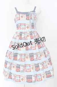Emily Temple cute / フルーツ缶ジャンパースカート  ブルー O-25-11-30-057-ET-OP-OW-OS
