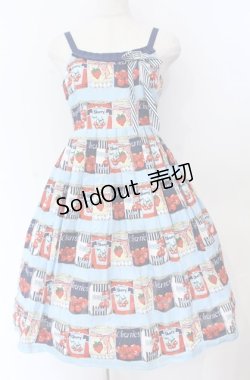 画像1: Emily Temple cute / フルーツ缶ジャンパースカート  ブルー O-25-11-30-057-ET-OP-OW-OS