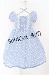 Emily Temple cute / ジョーゼット水玉ワンピース  ブルー O-25-11-30-059-ET-OP-OW-OS