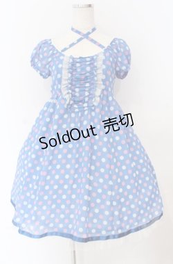 画像1: Emily Temple cute / ジョーゼット水玉ワンピース  ブルー O-25-11-30-059-ET-OP-OW-OS