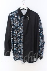 ACDC　RAG / ラビットハーフプリントシャツ  ブラックｘブルー O-25-11-30-064-PU-BL-YM-OS