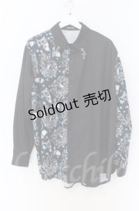 ACDC　RAG / ラビットハーフプリントシャツ  ブラックｘブルー O-25-11-30-064-PU-BL-YM-OS