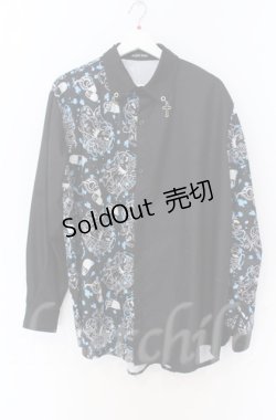 画像1: ACDC　RAG / ラビットハーフプリントシャツ  ブラックｘブルー O-25-11-30-064-PU-BL-YM-OS