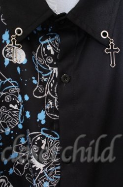 画像3: ACDC　RAG / ラビットハーフプリントシャツ  ブラックｘブルー O-25-11-30-064-PU-BL-YM-OS