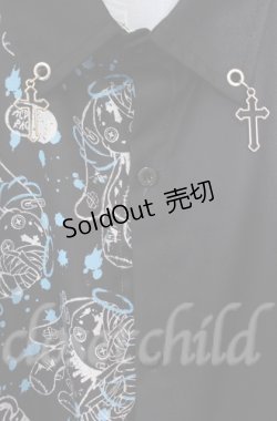 画像3: ACDC　RAG / ラビットハーフプリントシャツ  ブラックｘブルー O-25-11-30-064-PU-BL-YM-OS