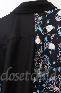 画像5: ACDC　RAG / ラビットハーフプリントシャツ  ブラックｘブルー O-25-11-30-064-PU-BL-YM-OS