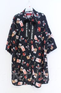 Jamieエーエヌケー / チョコレートベアBigシャツ  クロ O-25-11-30-065-LO-OP-IG-ZT315