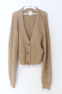 F&A / リボン釦プードルニットカーディガン  ブラウン O-25-11-30-067-LO-TO-IG-ZT366