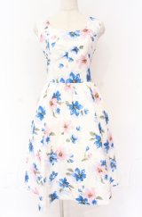 LIZ LISA / 大花柄後ろリボンワンピース  シロ O-25-11-30-071-LO-OP-OW-OS