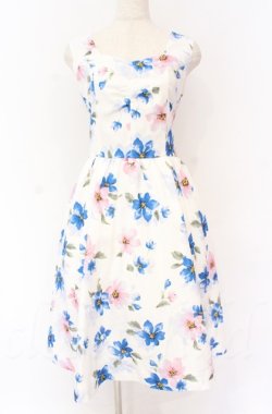 画像1: LIZ LISA / 大花柄後ろリボンワンピース  シロ O-25-11-30-071-LO-OP-OW-OS