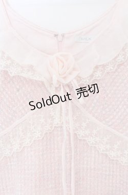 画像2: MILK / ローズモチーフツイードワンピース  ピンク O-25-11-30-082-ML-OP-OW-OS
