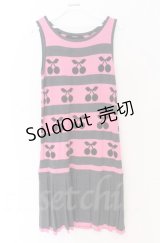 MILK / チェリーボーダーニットワンピース  グレー×ピンク O-25-11-30-086-ML-OP-OW-OS