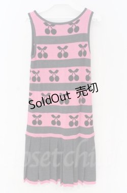 画像2: MILK / チェリーボーダーニットワンピース  グレー×ピンク O-25-11-30-086-ML-OP-OW-OS