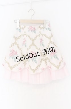 画像1: JESUS DIAMANTE / プリンセスガーデンスカート  新オーナメントローズ柄ピンク O-25-11-30-092-JE-SK-OW-OS
