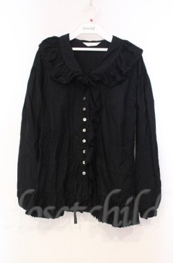 画像1: PINK HOUSE / ローンフリルタックブラウス  クロ O-25-11-30-009-LO-BL-IG-OS