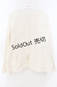 KANEKO ISAO / ノーカラータックブラウス【お直しあり】  アイボリー O-25-11-30-011-EL-BL-IG-OS