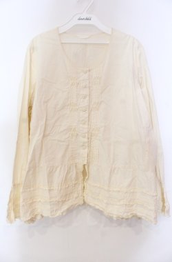 画像1: KANEKO ISAO / ノーカラータックブラウス【お直しあり】  アイボリー O-25-11-30-011-EL-BL-IG-OS