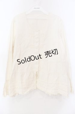 画像1: KANEKO ISAO / ノーカラータックブラウス【お直しあり】  アイボリー O-25-11-30-011-EL-BL-IG-OS