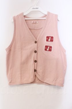 画像1: MOMY'S WORLD / パッチスウェットベスト  ピンク O-25-11-30-014-LO-TO-IG-OS