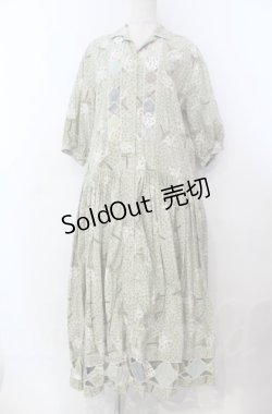 画像1: PINK HOUSE / シロツメクサパッチワークワンピース  グリーン O-25-11-30-002-LO-OP-IG-OS