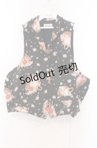 PINK HOUSE / バスケットブーケキルトベスト【お直しあり】  クロ O-25-11-30-017-LO-TO-IG-OS