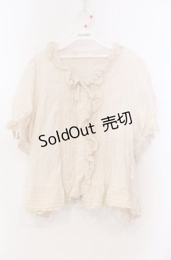 画像1: PINK HOUSE / リボン刺繍フリルタックブラウス【お直しあり】  アイボリー O-25-11-30-018-LO-BL-IG-OS