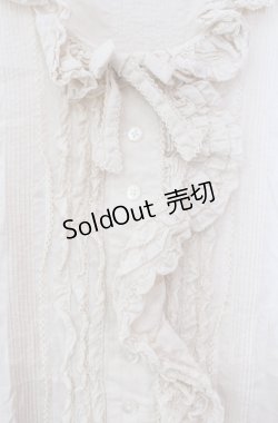 画像2: PINK HOUSE / リボン刺繍フリルタックブラウス【お直しあり】  アイボリー O-25-11-30-018-LO-BL-IG-OS