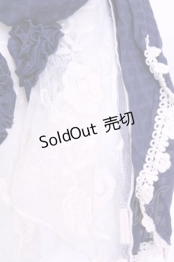 画像2: axes femme / 格子×チュール刺繍ストール  ネイビー×オフ O-25-12-01-036-AX-ZA-IG-OS