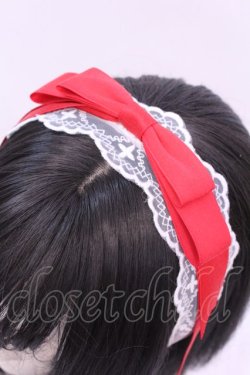 画像2: axes femme kawaii / レースリボンカチューシャ  シロ×アカ O-25-12-01-044-AX-AC-IG-OS