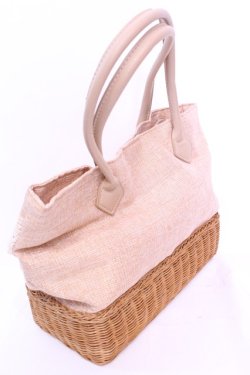 画像2: axes femme / ストロー切り替えトートバッグ  ナチュラル×アイボリー O-25-12-01-013-AX-BG-IG-OS